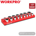 WORKPRO 1/2-Inch Magnetic Socket Organizer SAE Holds 16PCS Standard Size Sockets