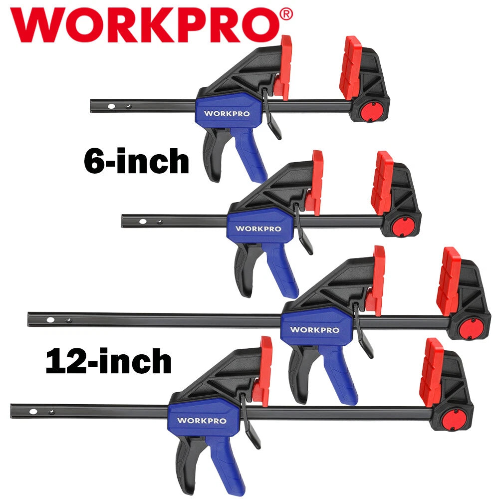 WORKPRO 6"/12" Bar Clamp One-Handed Clamp/Spreader 150lbs/300lbs for Woodworking
