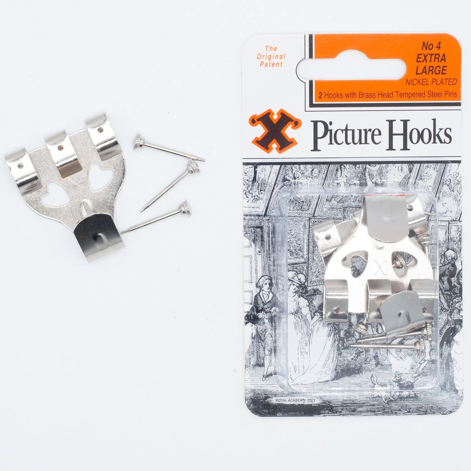 X Picture Hooks And Brass Head Pins Nickel Plated | Built Supply Co