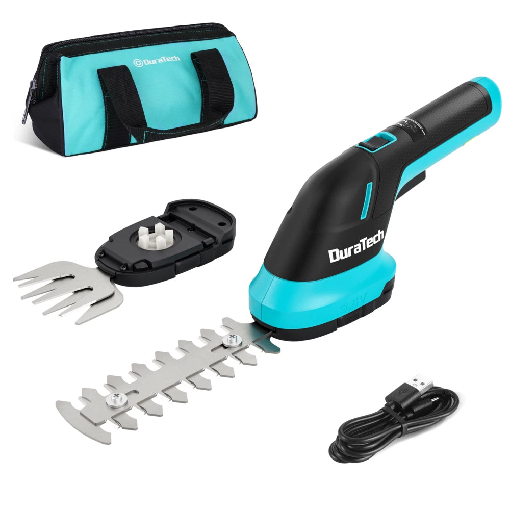 DURATECH Cordless Hedge Trimmer 3.6V 2-in-1  Handheld Grass Trimmer Hedge Shears