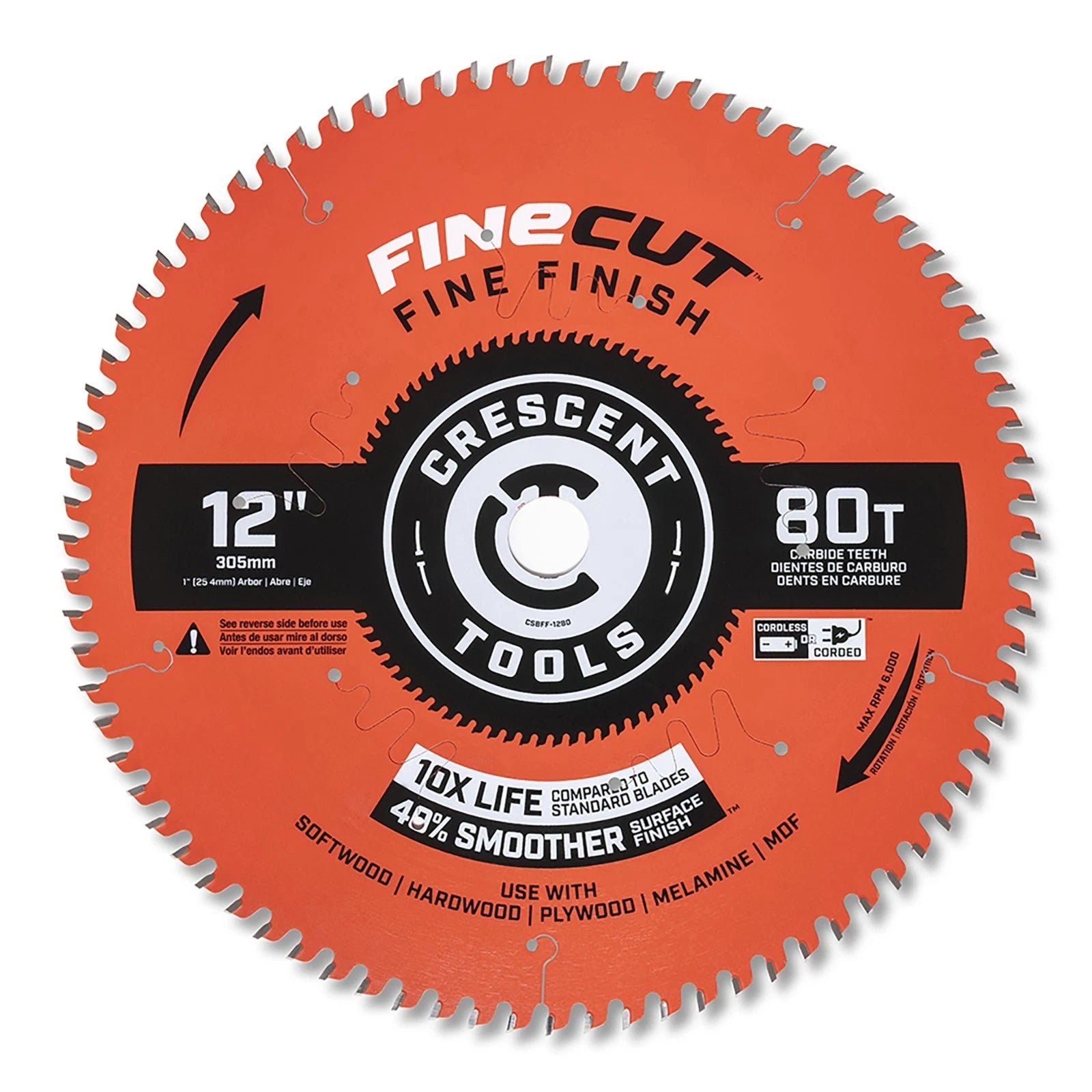 Crescent Csbff-1280 12" X 80-tooth Finecut Fine Finishing Circular