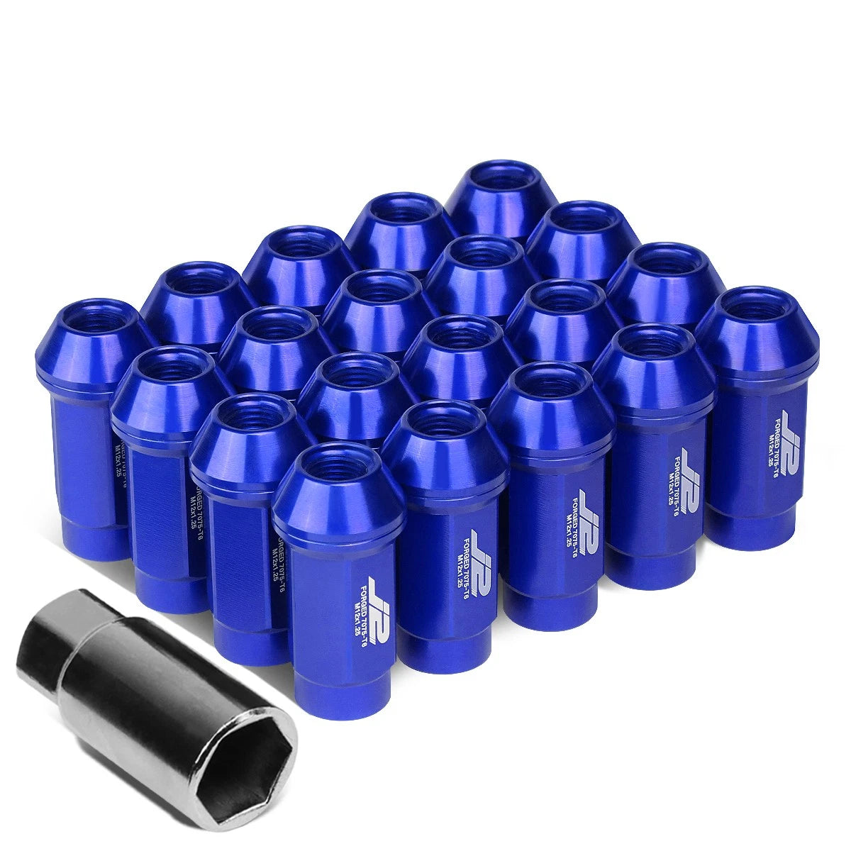 J2 7075 Forged Aluminum M12x1.25 5cm Close-end Lug Nut Kit W/adapter