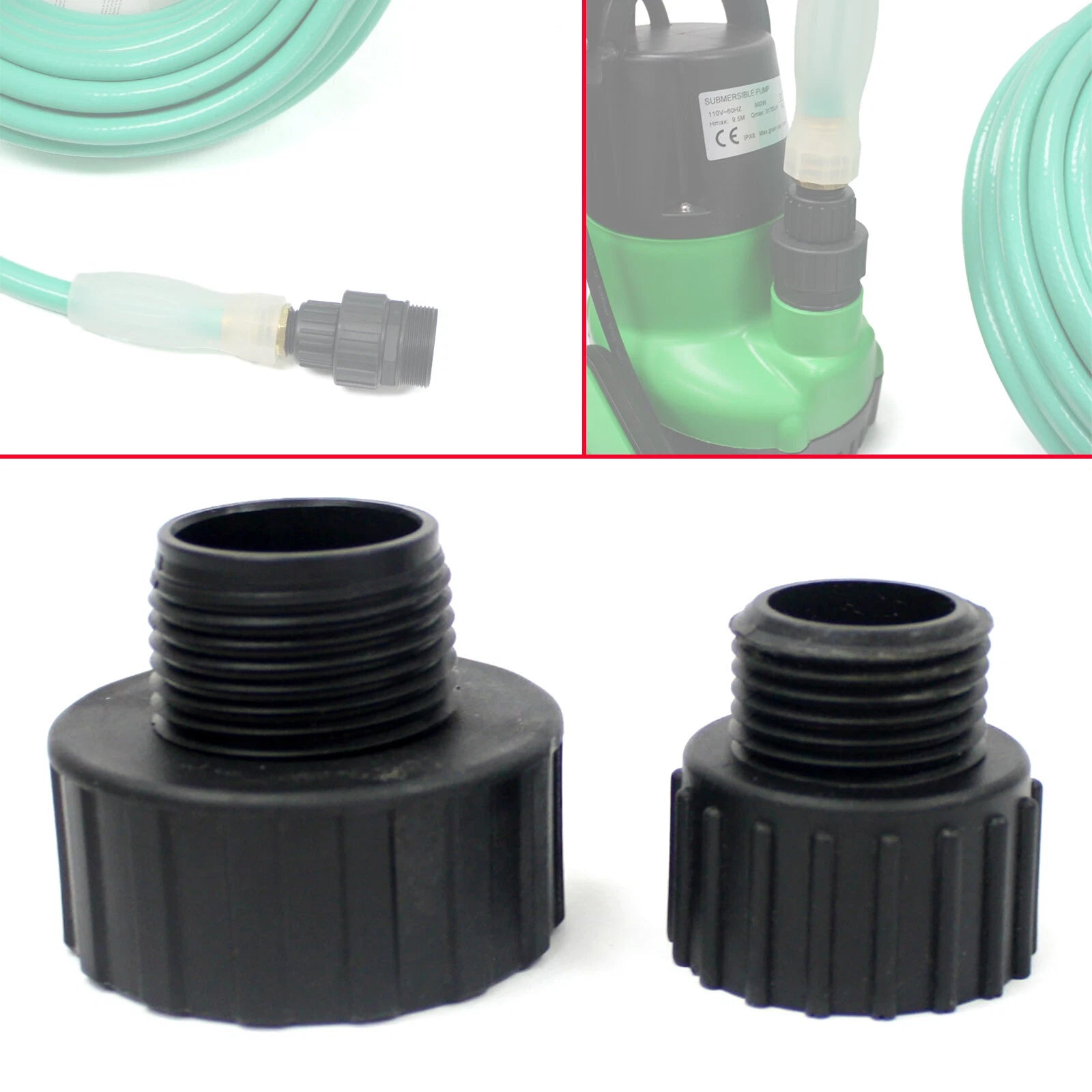 Sump Pump Garden Hose Adapter 1-1/4" Fnpt To 3/4" Ght & 1-1/4" To