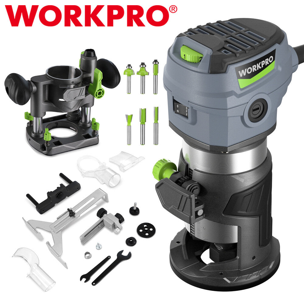 WORKPRO 32000 RPM 6.5 Amp Compact Router Combo Fixed Plunge Base