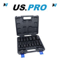 US PRO 1340 1/2'' Dr 6-Point Deep Impact 16-Pcs Socket Set - 10-32mm
