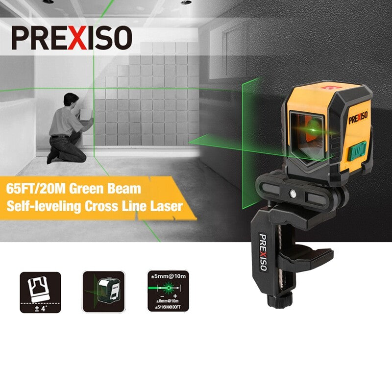 PREXISO 65FT Laser Level Self-Leveling Cross-Line Horizontal Vertical