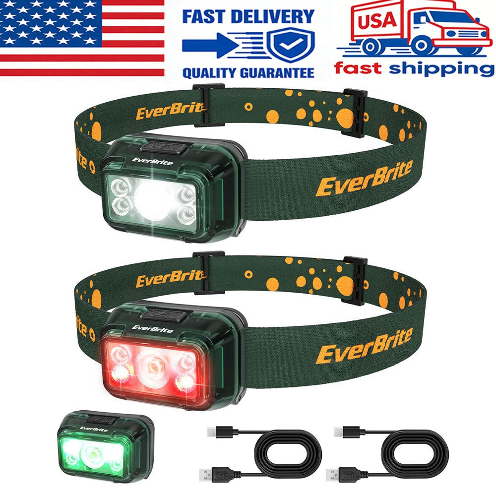 EverBrite 2Pcs Rechargeable LED Headlamp by EverBrite