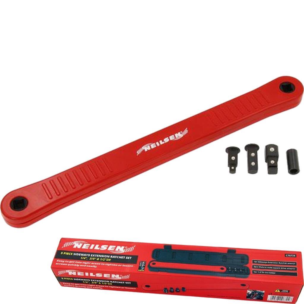 Neilsen Multi Function Offset Sideways Ratchet Extension With 1/4" 3/8" 1/2" Set