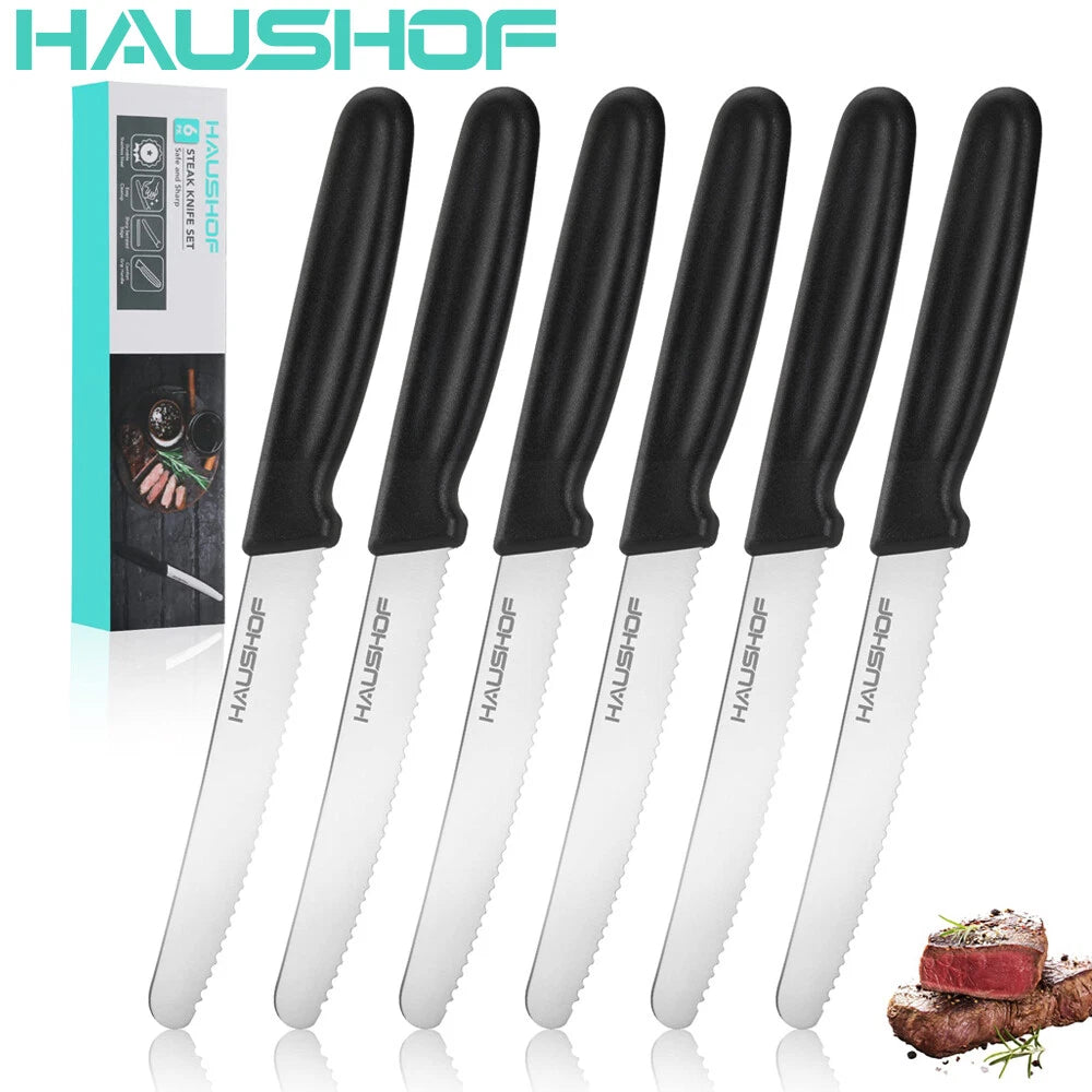 Haushof Steak Knives Set Stainless Steel Serrated | Built Supply Co