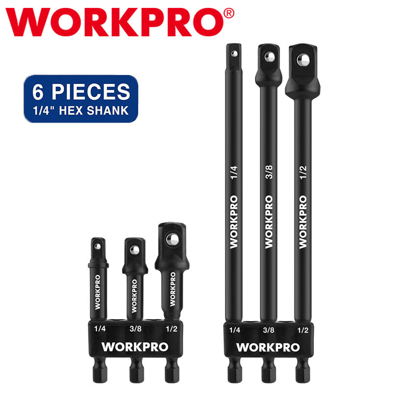 WORKPRO 6PC Socket Adapter Extension Set 1/4-1/2 Drive