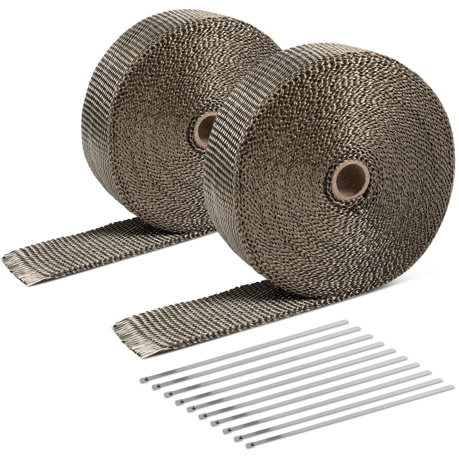 2" Wide Titanium Fiberglass 50ft Exhaust Header Wrap & Stainless