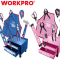 WORKPRO Pink/Blue Beginner Tool Set 12" Steel Tool Box 10PC Starter