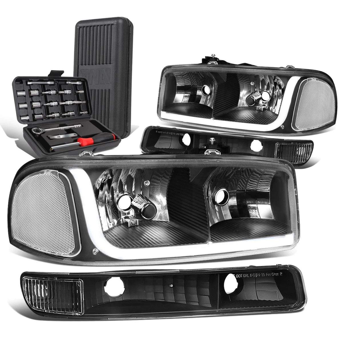 For 1999-2007 Gmc Sierra Led Drl Tube Black/clear | Built Supply Co
