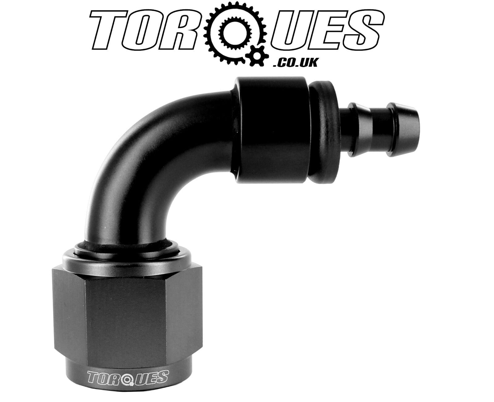 AN -10 (AN10) 90 Degree Push-On 8mm 5/16" Barb Hose Fitting in Black