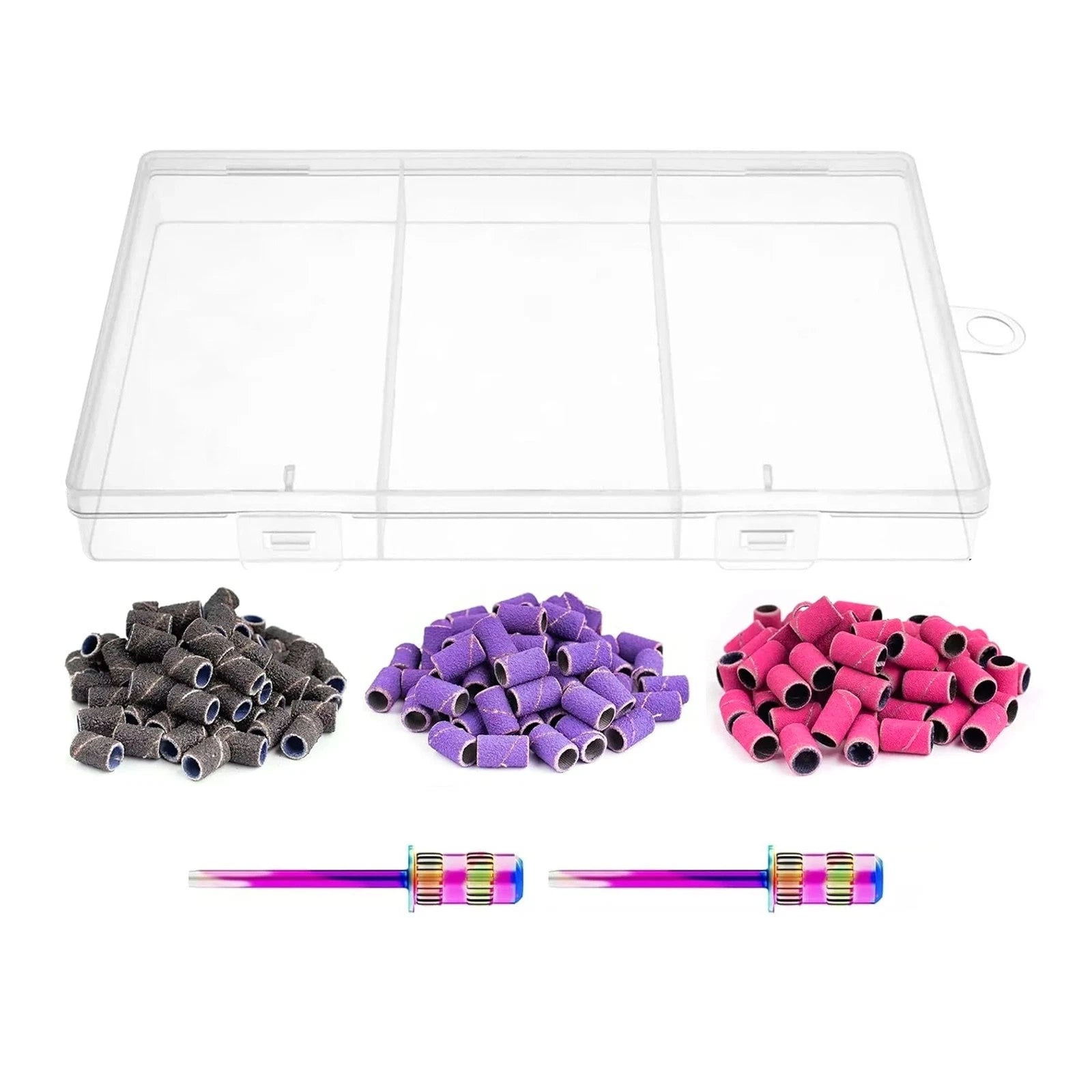 210* Nail Sanding Bands Set W/ 2 Sanding Shank For Manicure Pedicure