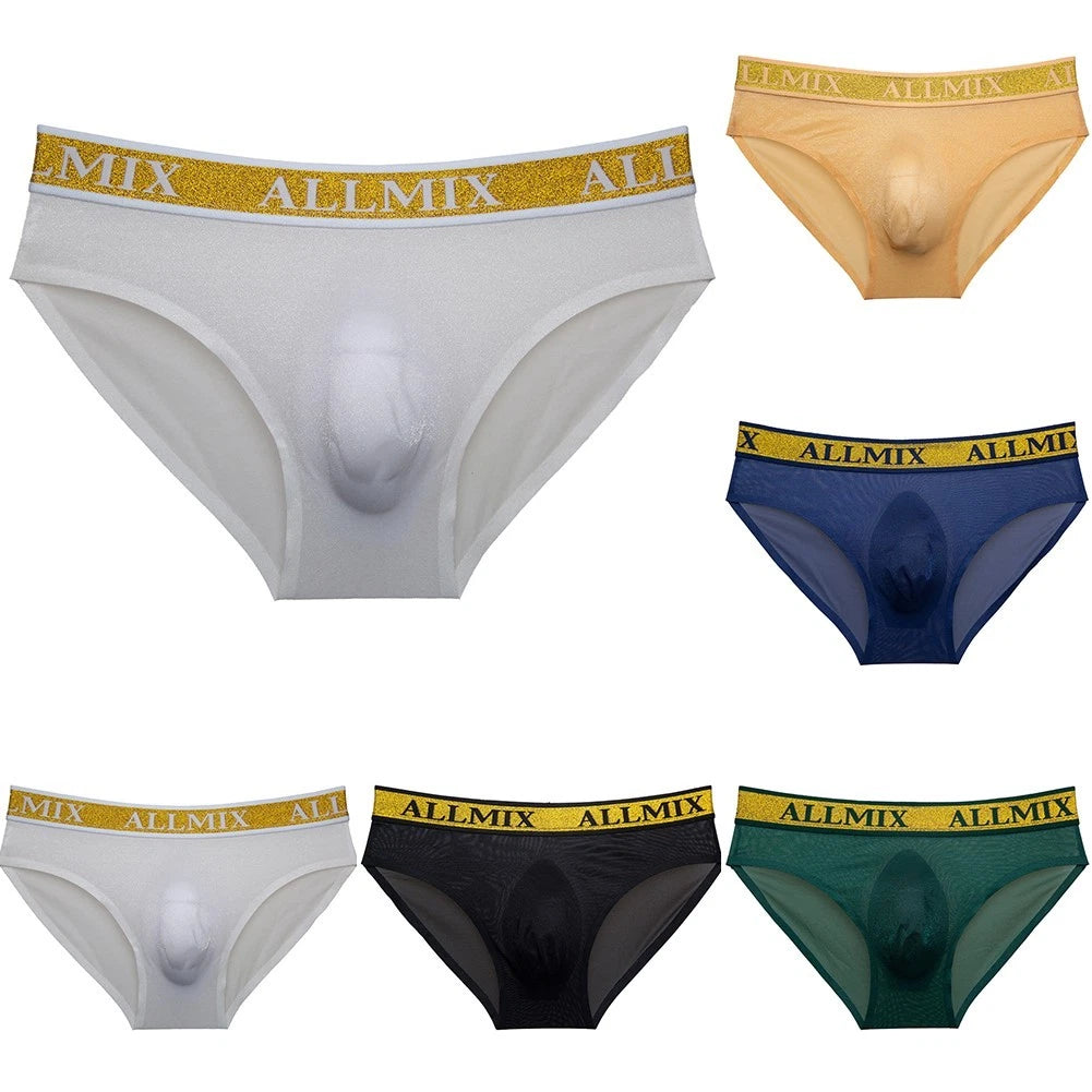 Low Waist Men's Ice Silk Briefs U Convex Support Sports Underwear