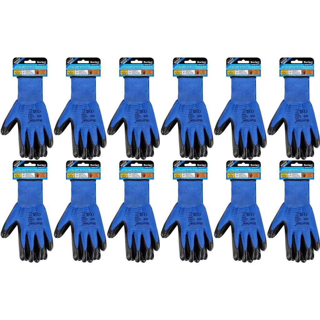 BlueSpot Nitrile Coated Water Resistant Work High Grip Gloves 1pc 6pc Or 12pcOpe