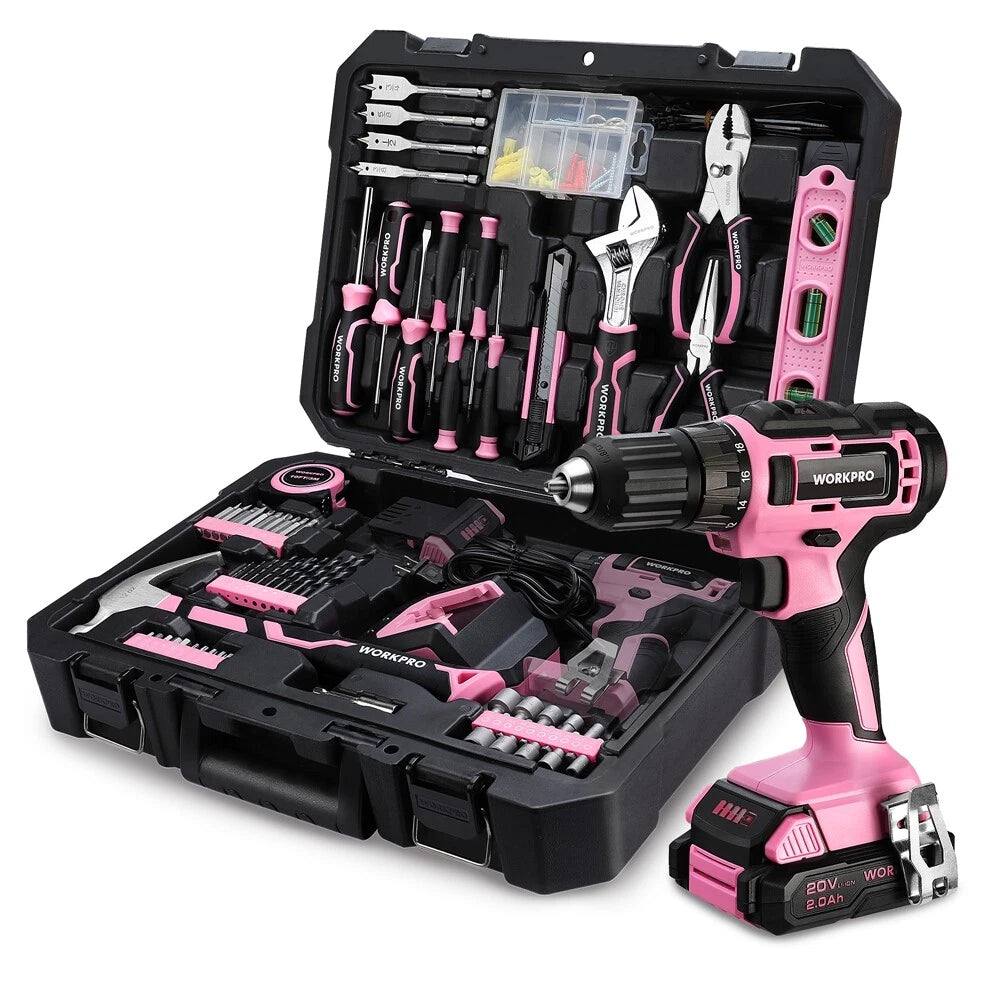 Workpro Usa 20V Pink Cordless Drill Driver Kit Hand | Built Supply Co