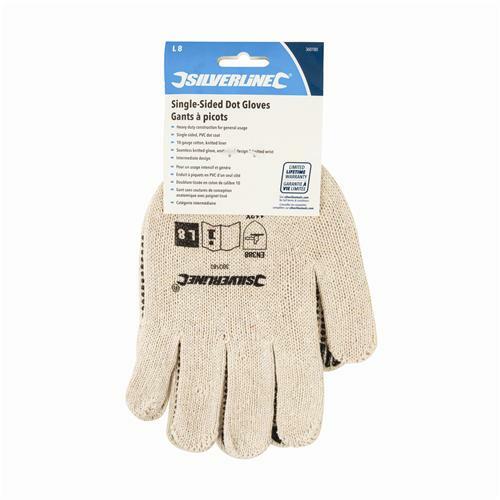 Silverline L10 196545 Gloves Single Sided Dotted For Grip Heavy duty KnittedOpen