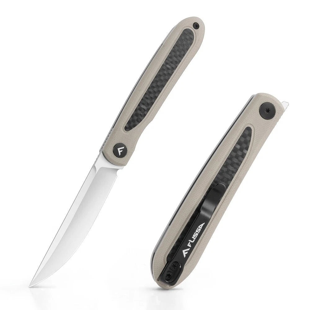 Flissa Folding Pocket Knife Carbon Fiber-g10 Handle W/ceramic Bearing