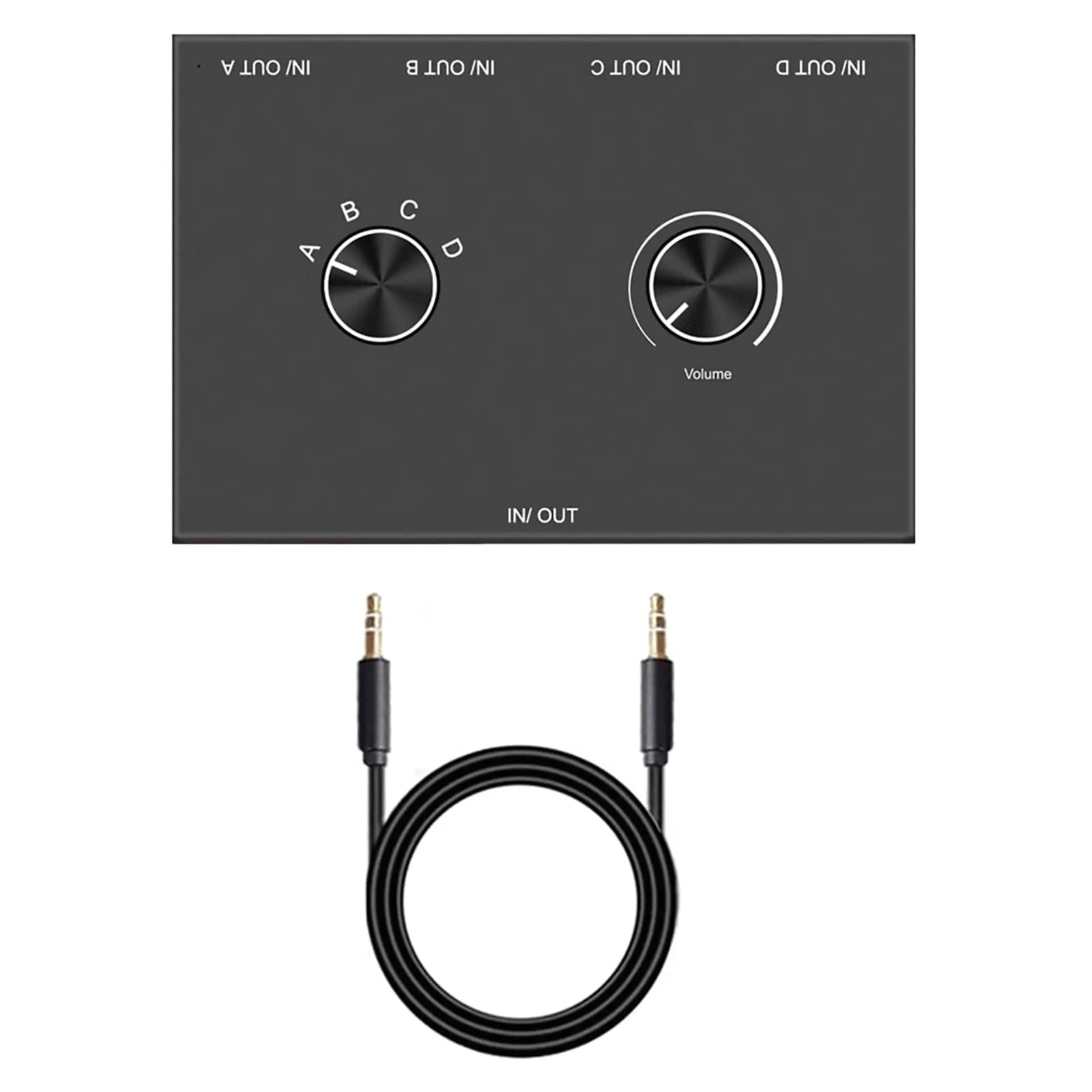 New 3.5mm Jack Audio Switcher Selector Splitter Box 4 In 1 Out / 4 In