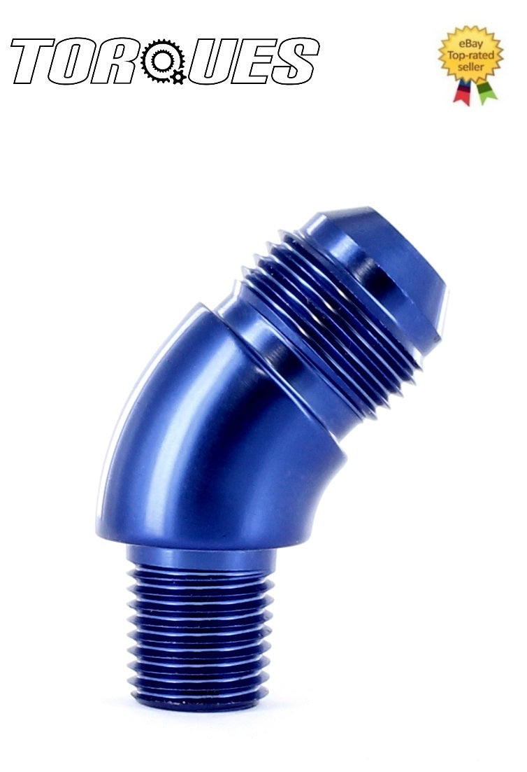 AN -8 (AN8 AN 08) to 1/4" NPT 45 Degree SWEPT Adapter