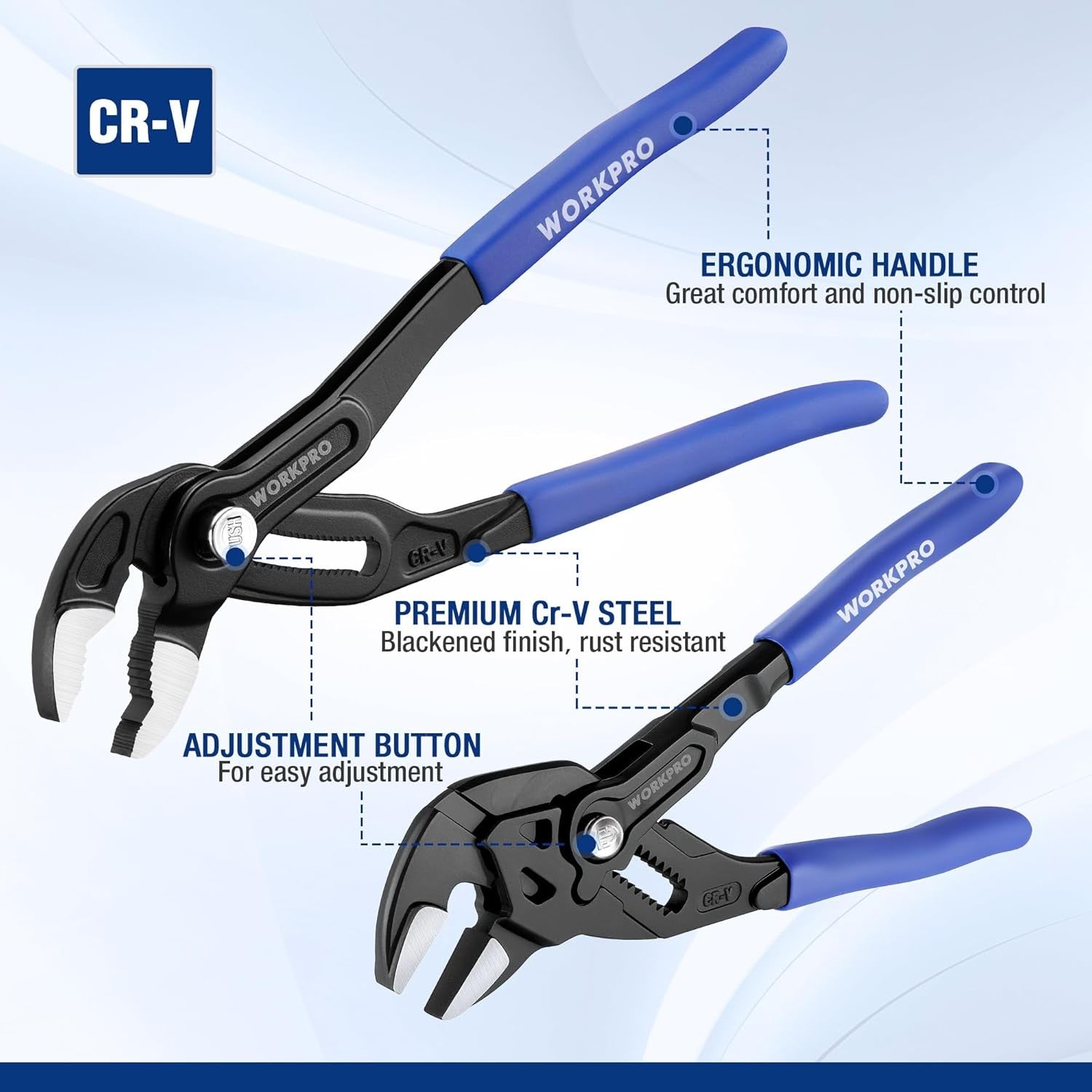WORKPRO 2-Piece Pliers Wrench & Groove Joint Pliers Set by WORKPRO