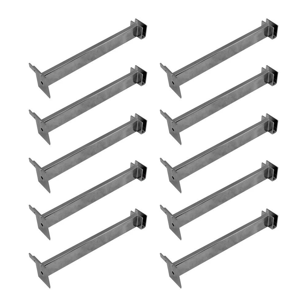 12 In Chrome Slatwall Hangrail Bracket Holding 1-3/4x1/2" Rectangular