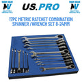 US PRO 17pc Metric Ratchet Spanner Set Combination 8-24mm