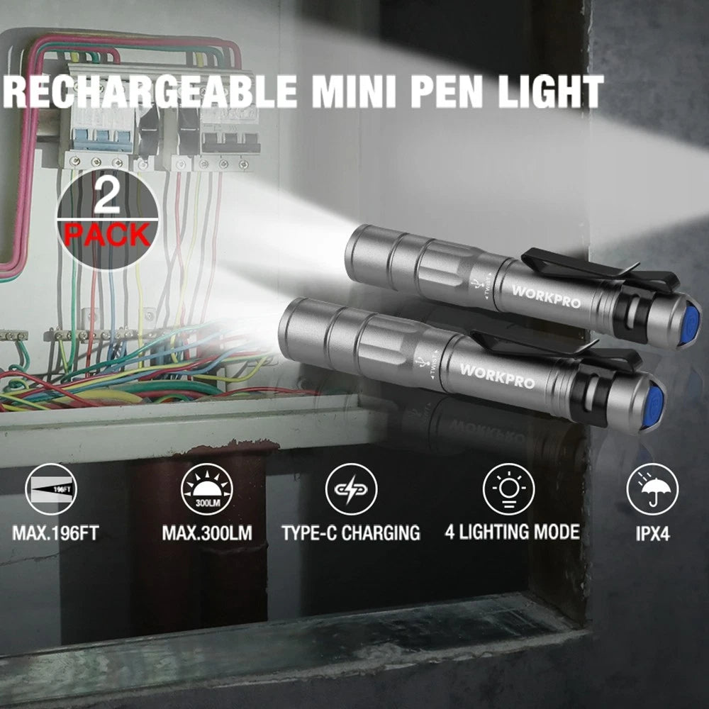 Rechargeable Mini Pen Light Flashlight 300lm Pocket Flashlight 4