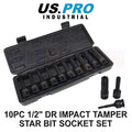 Us Pro Industrial 1/2" Dr Impact Tamper Star Torx Bit Socket Set T30