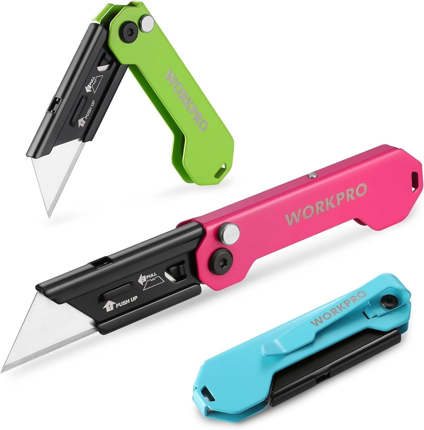 Workpro Folding Utility Knife Mini Box Cutter Axis Lock Quick-change