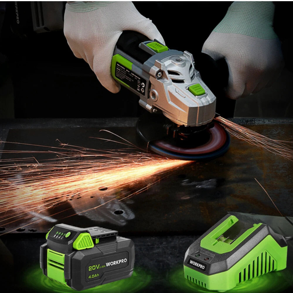 Cordless Angle Grinder Kit Discs 20V 4.0ah Lithium-ion Battery Fast