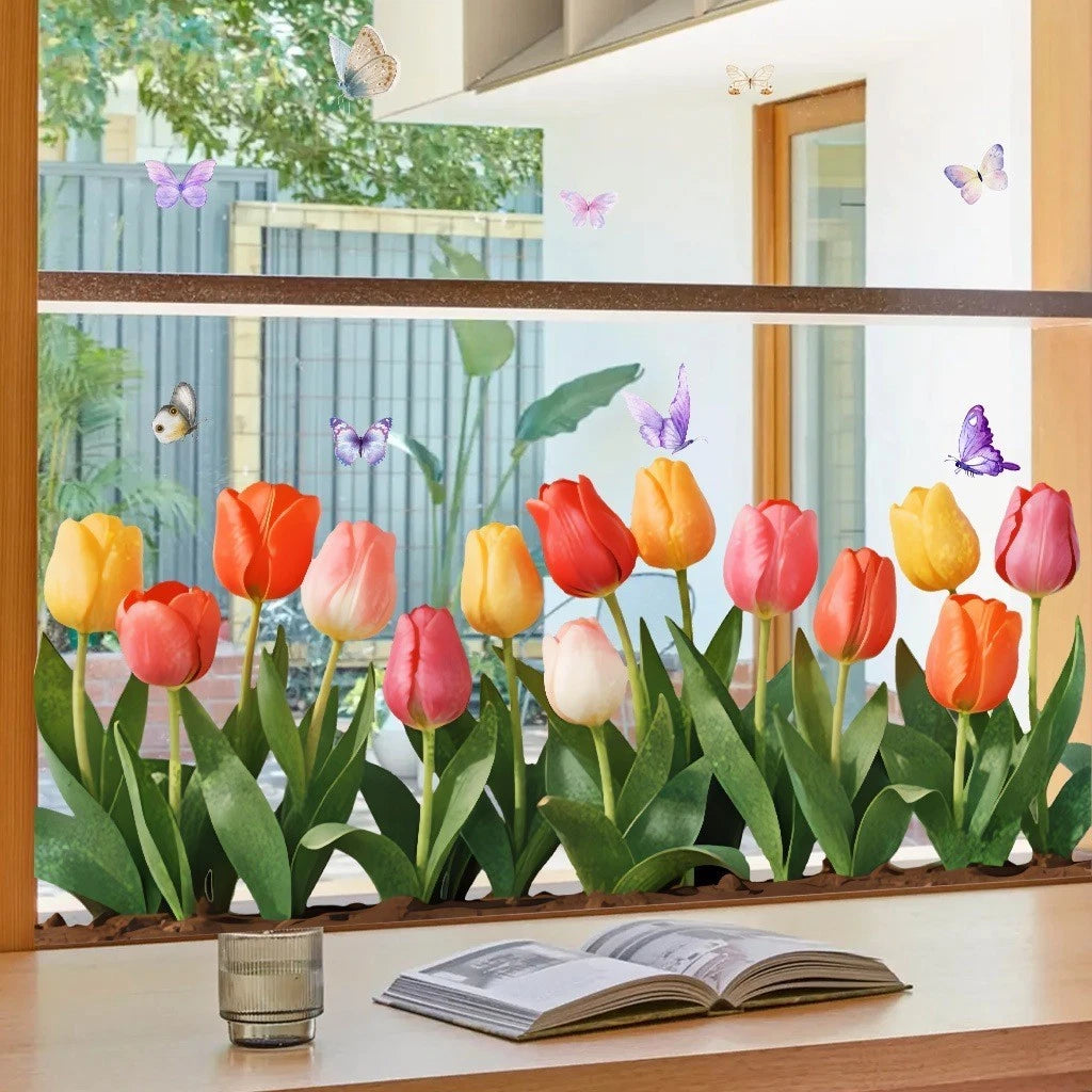 Vibrant Tulip Static Cling - Bird-safe Window Decoration 15.7 X 7.9