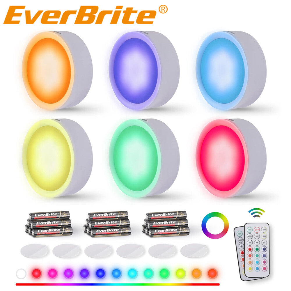 Everbrite Puck Lights 6PCS Wireless Led Puck Light 13 Rgb Colors