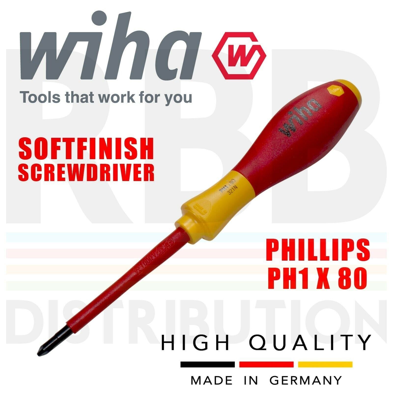 Wiha 00847 Destornillador Phillips VDE SoftFinish 80mm PH1 1000VOpens in a new w