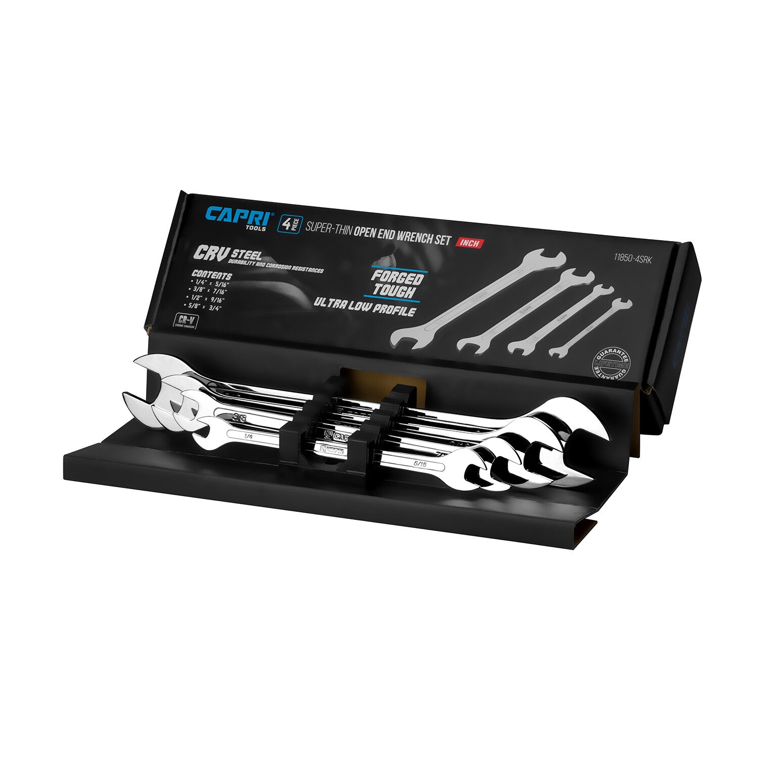 Capri Tools Super-Thin Open End Wrench Set, SAE, 1/4 to 3/4 in