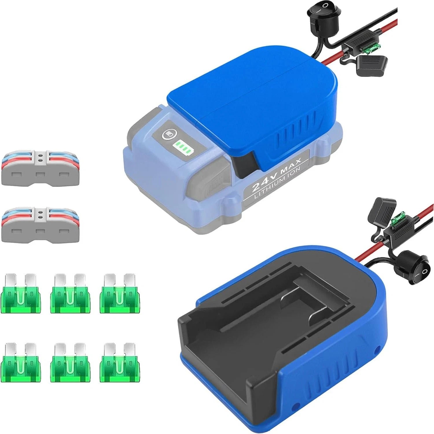 Power Wheel Diy Adapter For Kobalt 24V Battery Kb524-03 Fuse Switch