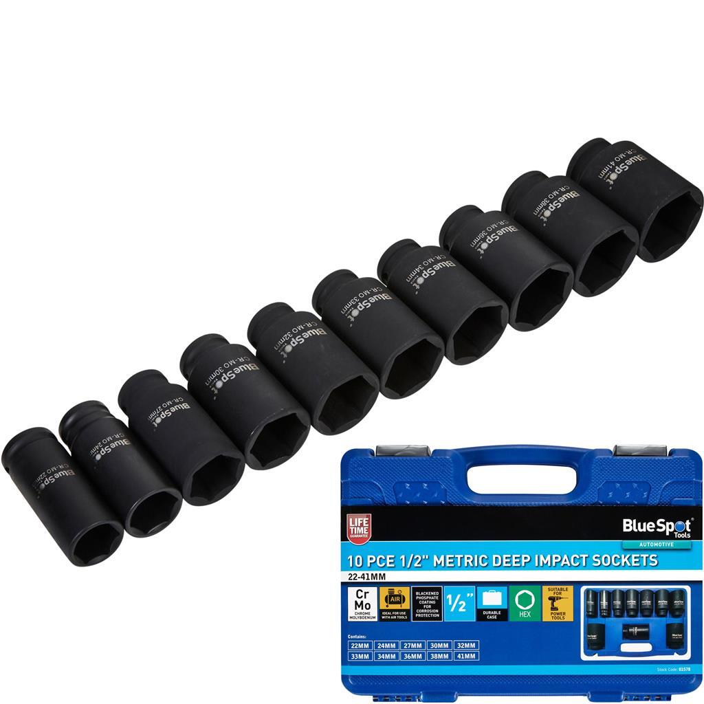 Bluespot 1/2" Metric Deep Impact Sockets 22mm - | Built Supply Co