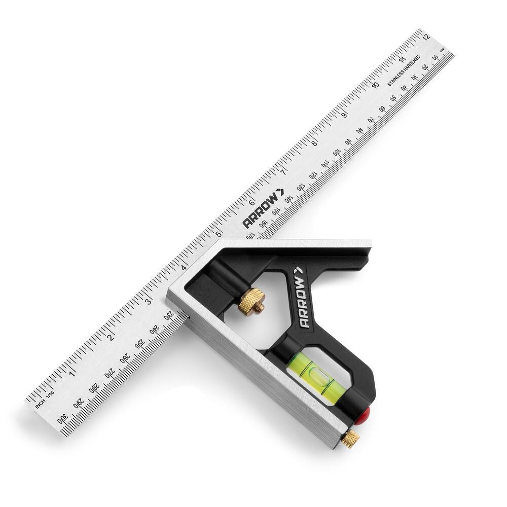 Arrow 12" Combination Square Stainless Steel Ruler