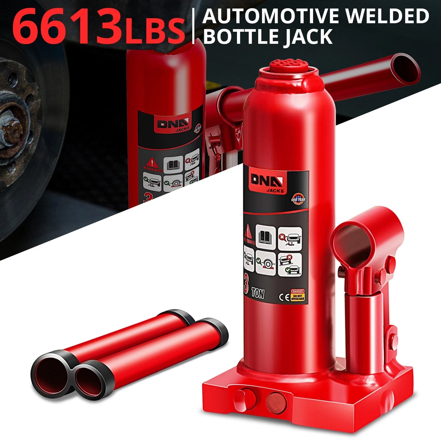 Red 14.5" 3 Tons Manual Automotive Hydraulic Welded | Built Supply Co