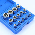14-Piece Female E-Torx Socket Set, E4-E24 External Star Sockets, 1/4"