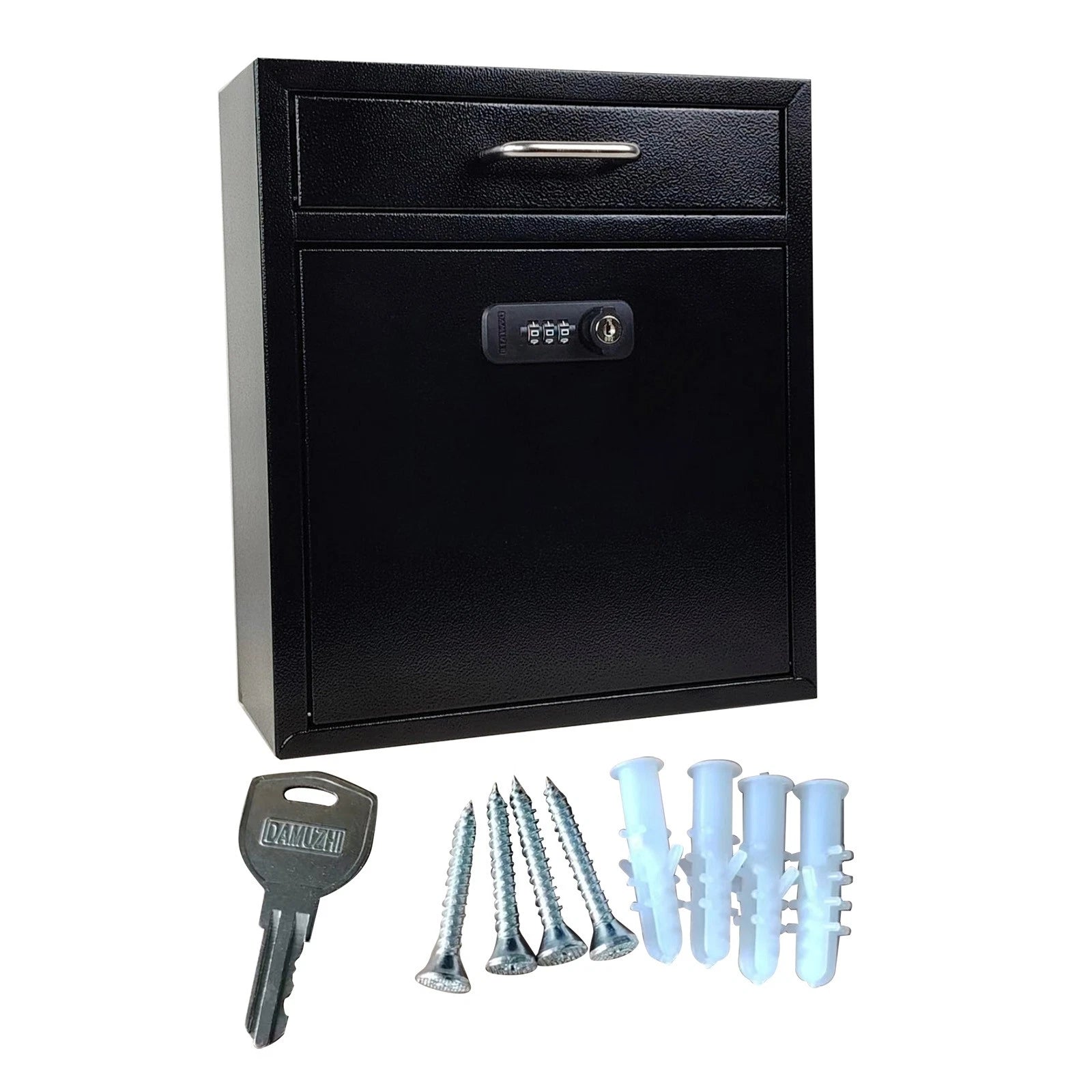 Black Anti-theft Wall Mount Heavy Duty Stainless Steel Mailbox Key