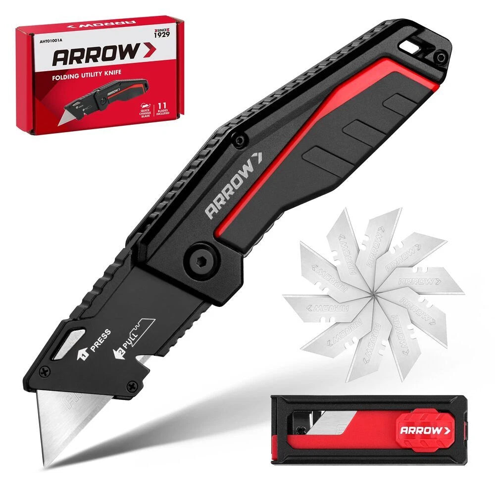 Arrow Folding Utility Knife Quick-change Blades Heavy Duty Aluminum