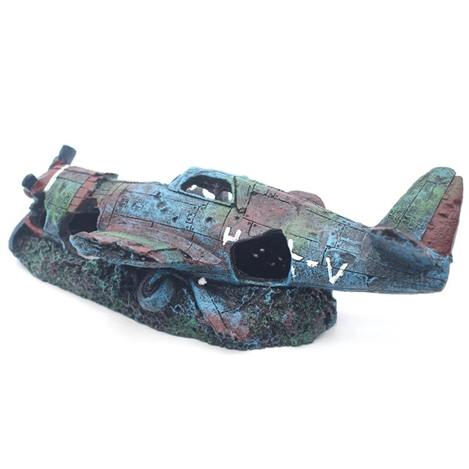 Fish Tank Plane Decoration Aquarium Ornament Resin Wreck Airplane