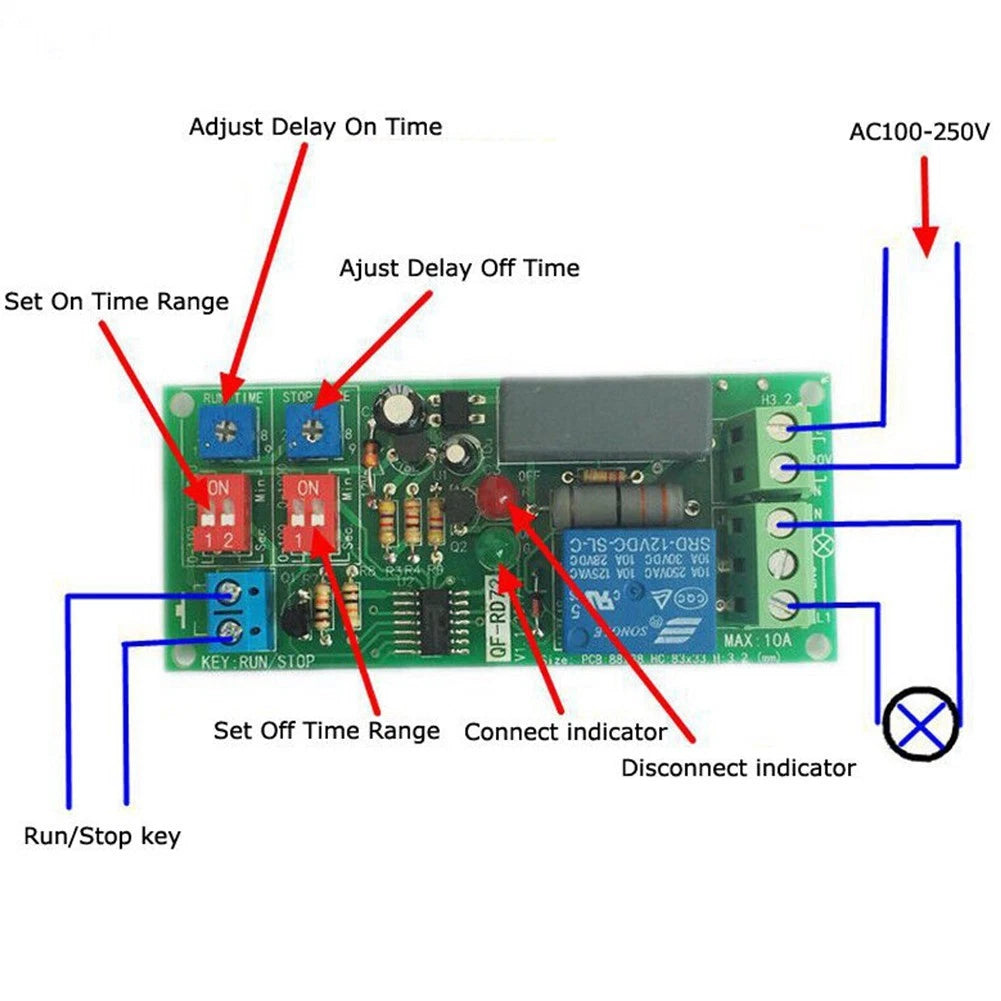 Ac110v 120V 220V/timer Infinite For Cycle Delay Turn On/off Time For