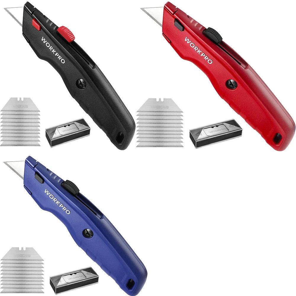 Workpro Premium Utility Knife Quick Change Blade W/10 Extra Blade