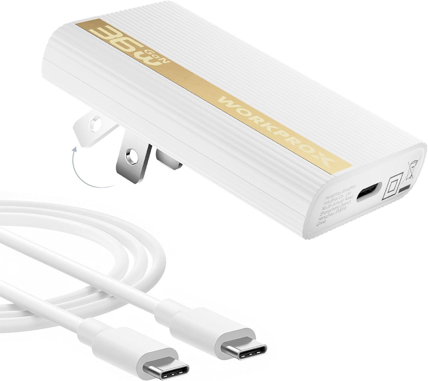 WORKPROX 36W Fast Charging Adapter Wall Charger Folding Plug USB-C