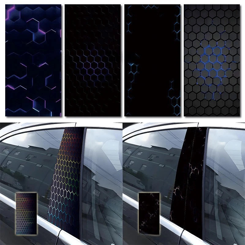 Weatherproof For Honeycomb Pattern B Pillar Vinyl Sticker For Car