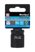 Bluespot 18mm Shallow Impact Socket 1/2 Drive 6 Point Heavy Duty Crv